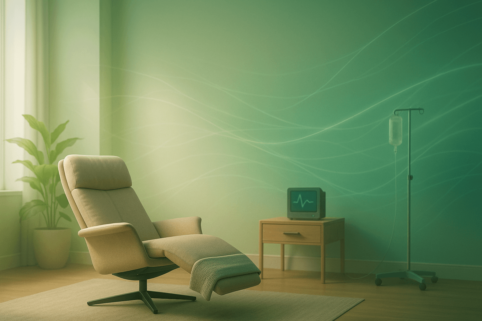 Calm, supervised ketamine-assisted therapy session